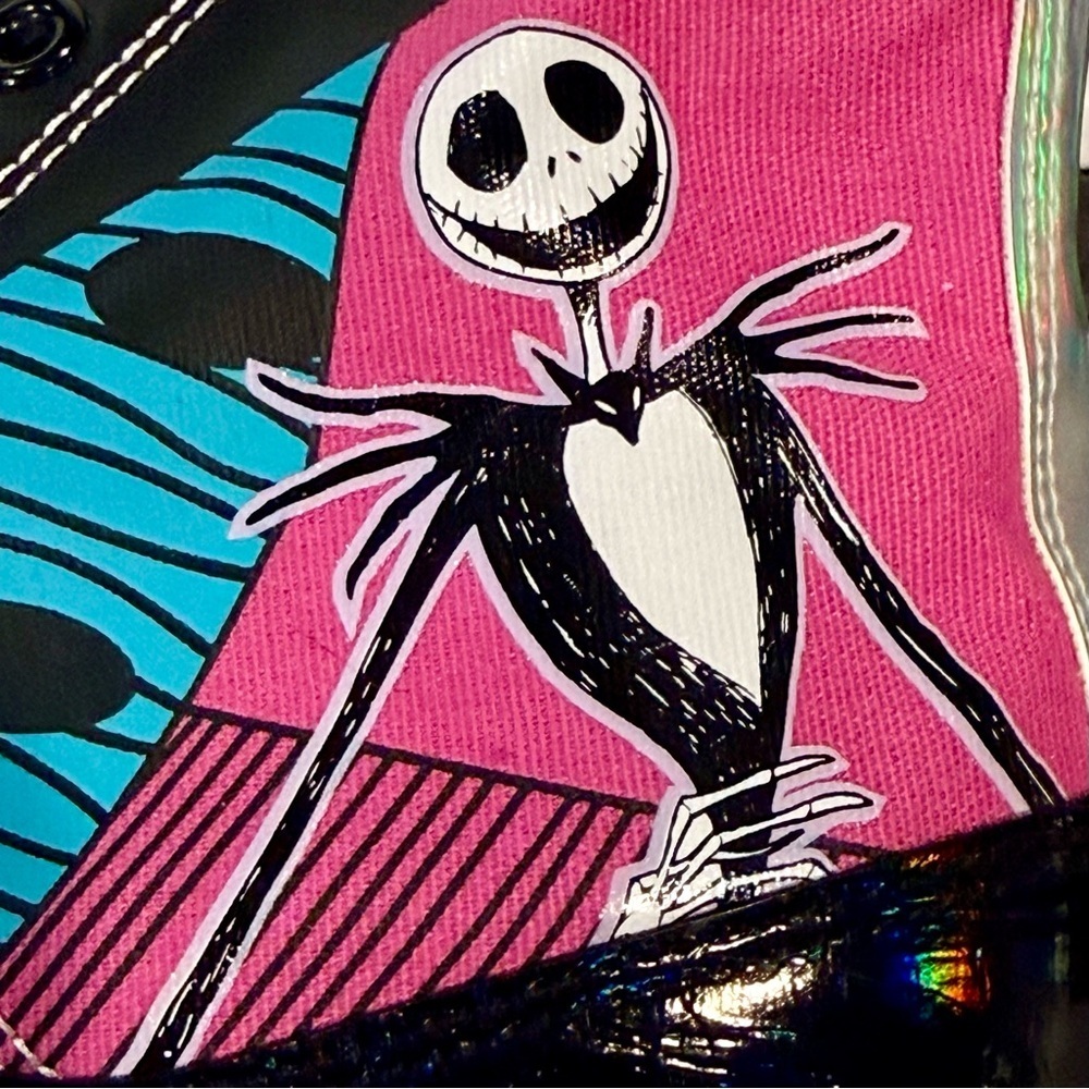 New The Nightmare Before Christmas Sneakers Womens 8.5 High Tops Jack and Sally - Picture 6 of 8